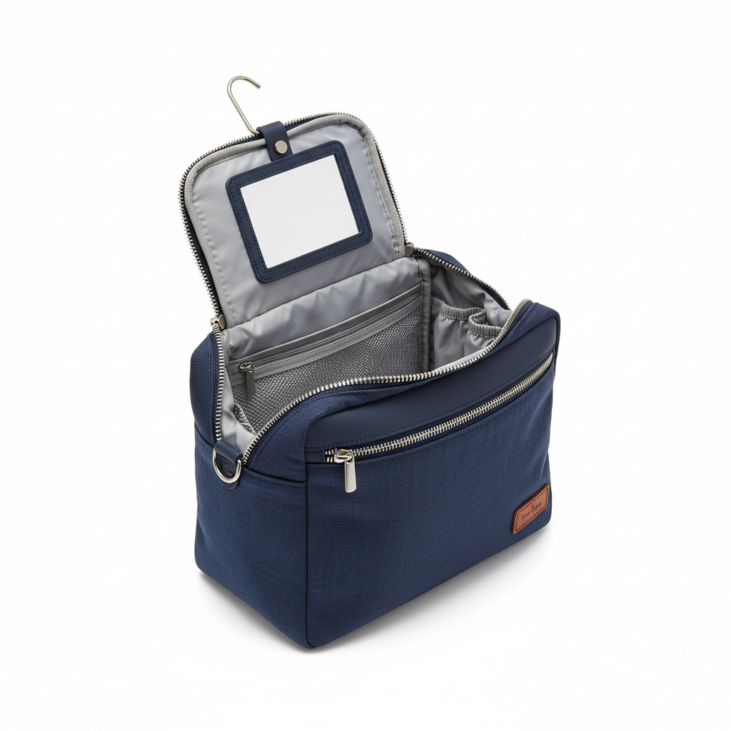 Opus Toiletry Bag Deluxe Deep Navy - open view