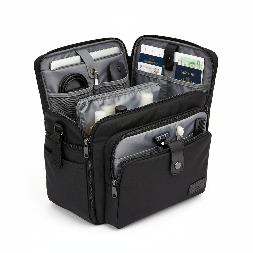 Opus Large Travel Organizer Black - open view