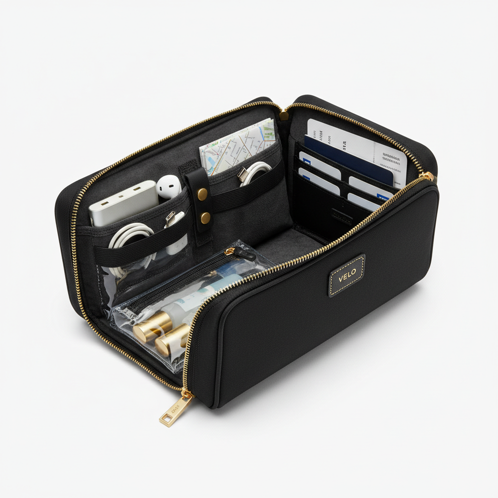 Opus Signature Travel Organizer Black Gold - open view