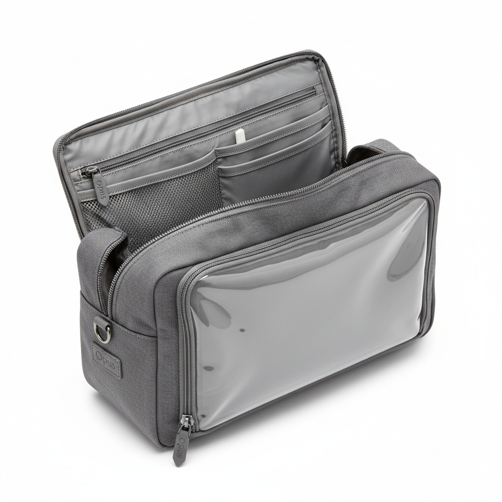 Opus Travel Wash Bag Slate Grey - open view