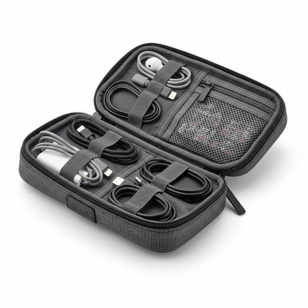 Opus Slim Cable Organizer Charcoal - open view