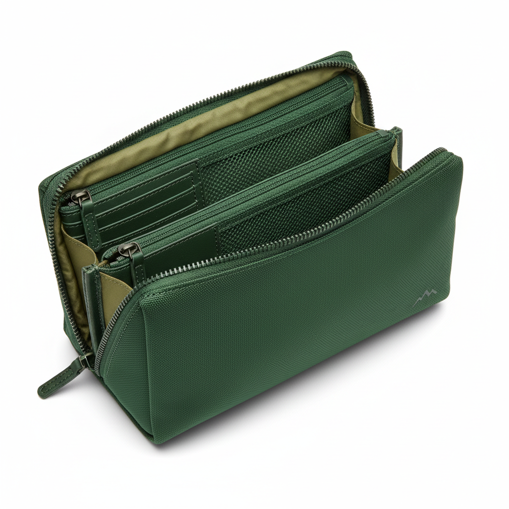 Opus Zip Organizer Pouch Forest Green - open view
