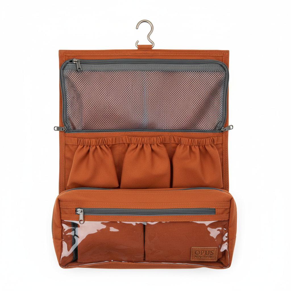 Opus Adventure Toiletry Roll Burnt Orange - open view