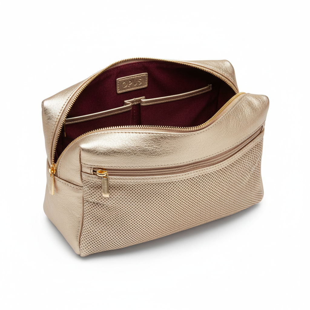 Opus Luxury Wash Bag Champagne - open view
