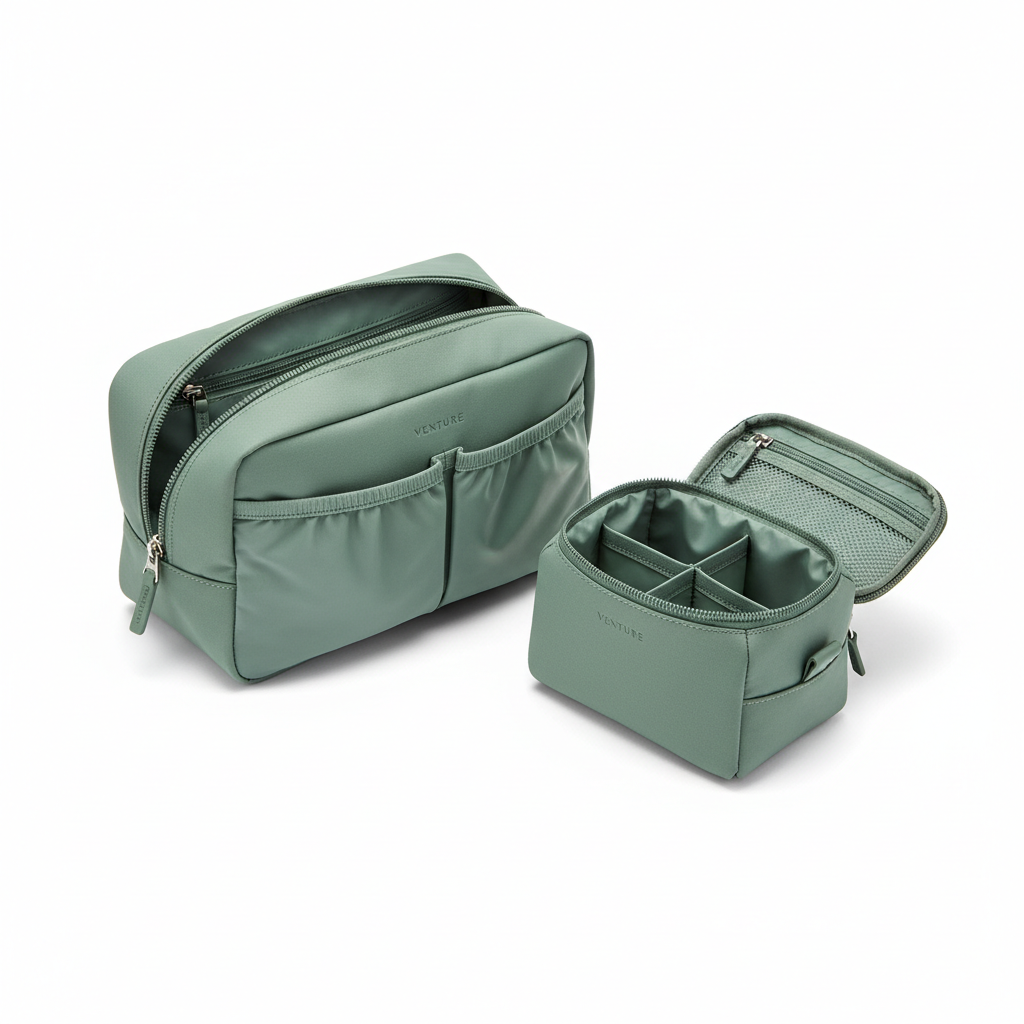 Opus Toiletry Organizer Set Sage Green - open view
