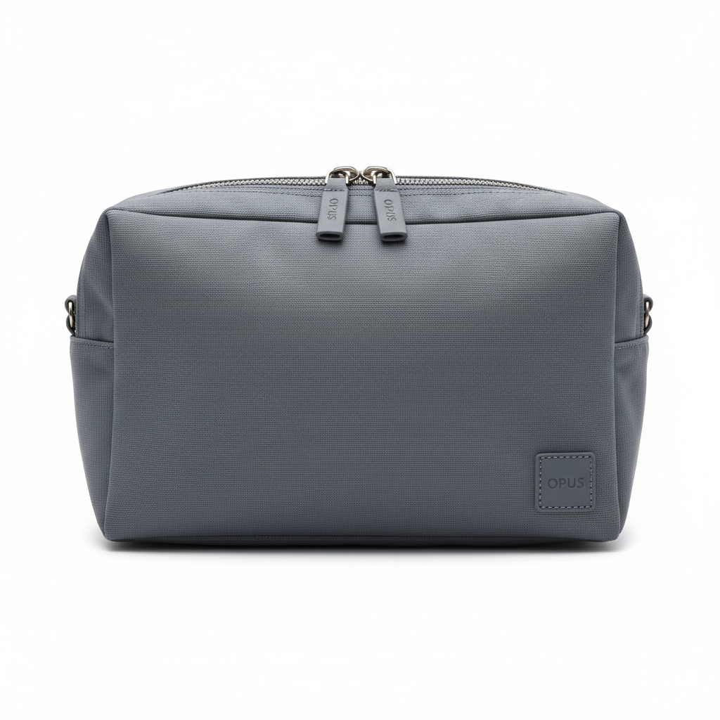 Opus Travel Wash Bag Slate Grey - closed front view