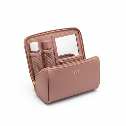 Opus Compact Toiletry Kit Dusty Rose - open view
