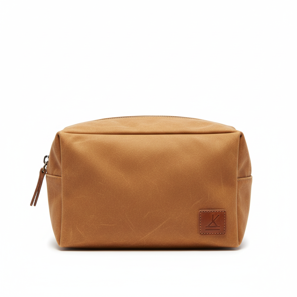 Opus Canvas Wash Bag Camel - front view