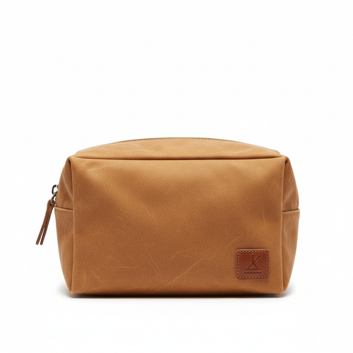 Opus Canvas Wash Bag Camel - front view