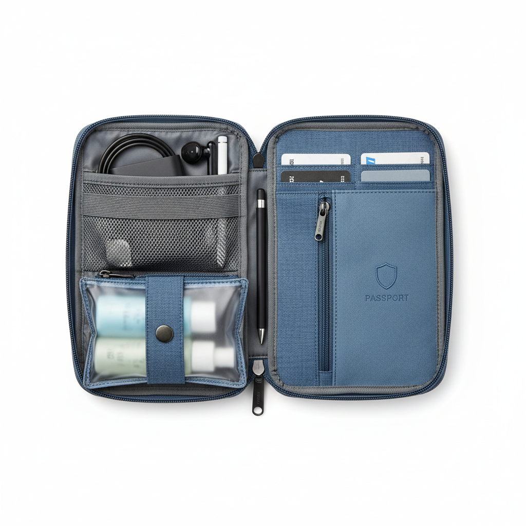 Opus Smart Travel Organizer Slate Blue - open view